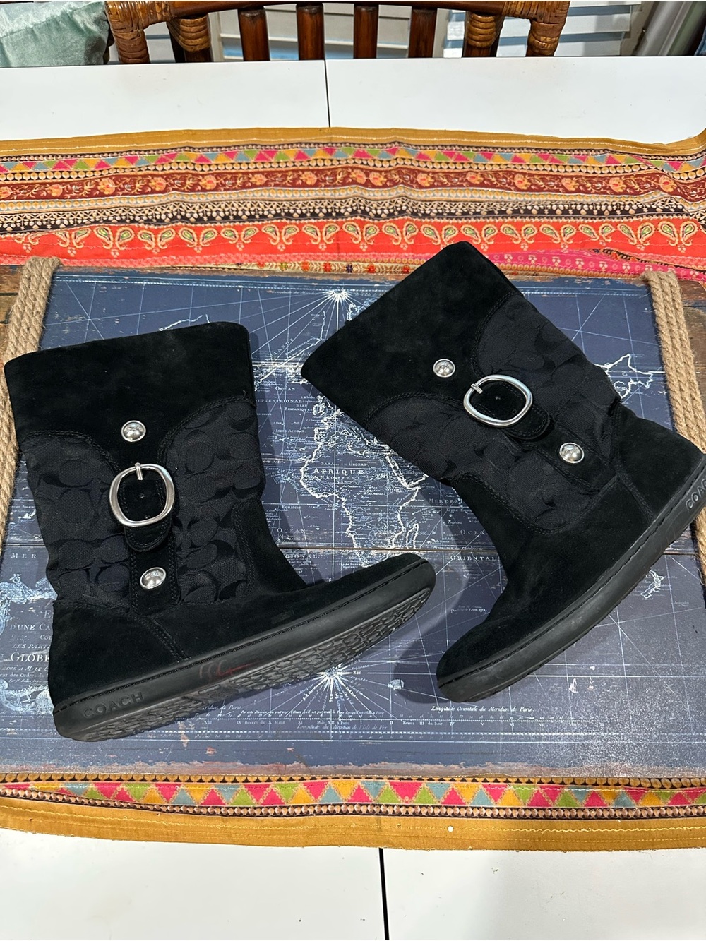 Coach Meyer Signature Suede Winter Boots – Black – Size 6